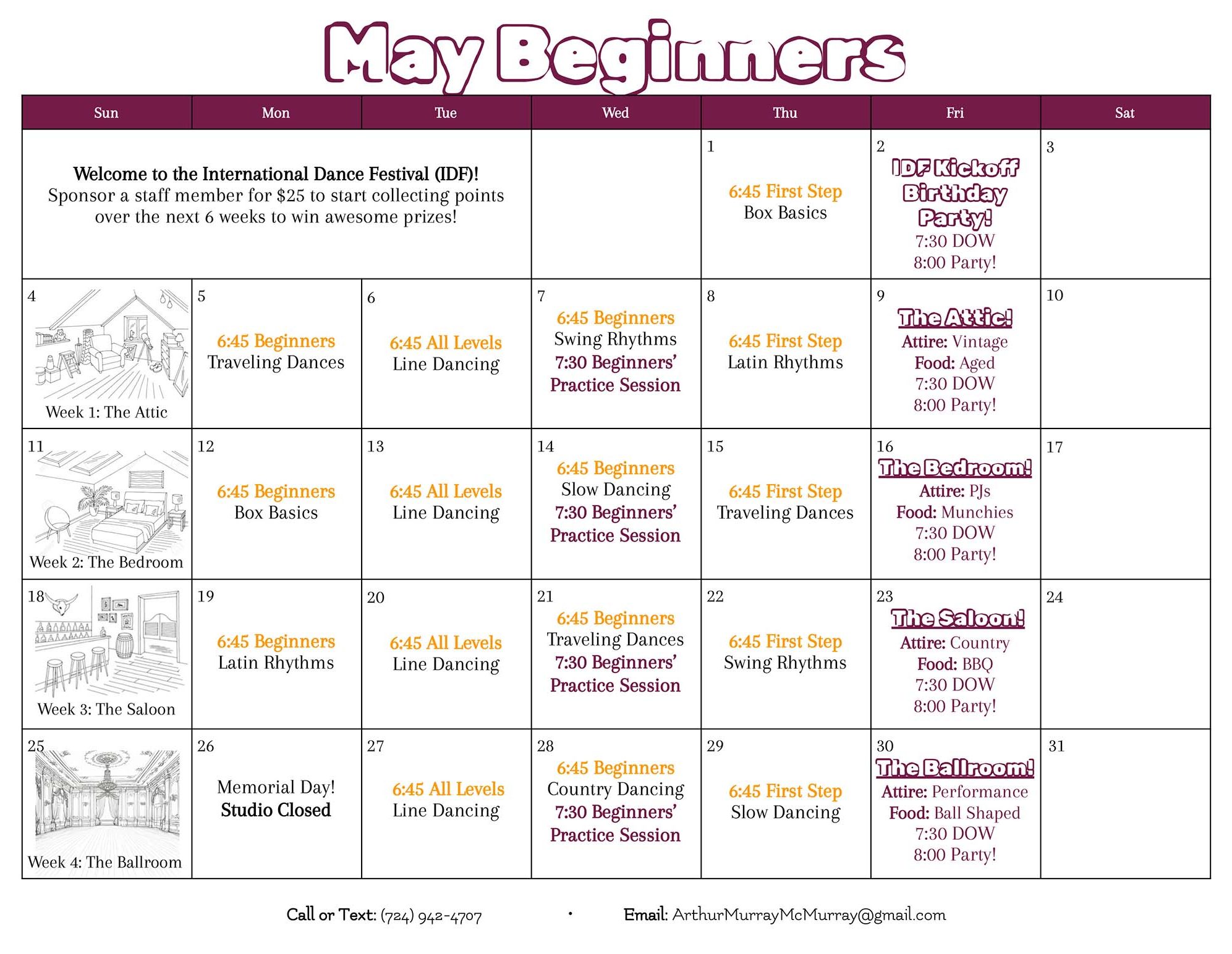 2025 May Beginners Calendar