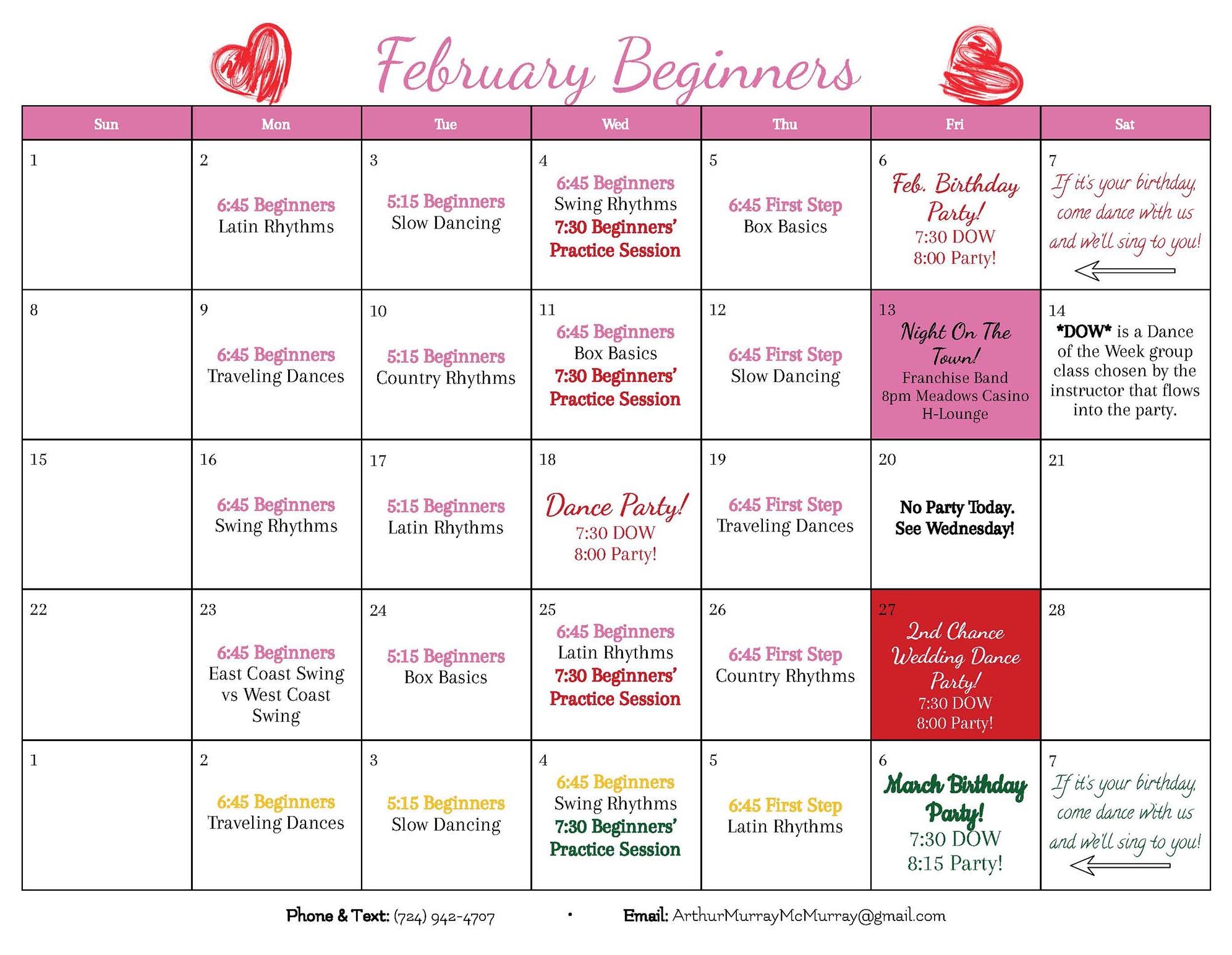 2026 Feb Beginners Calendar