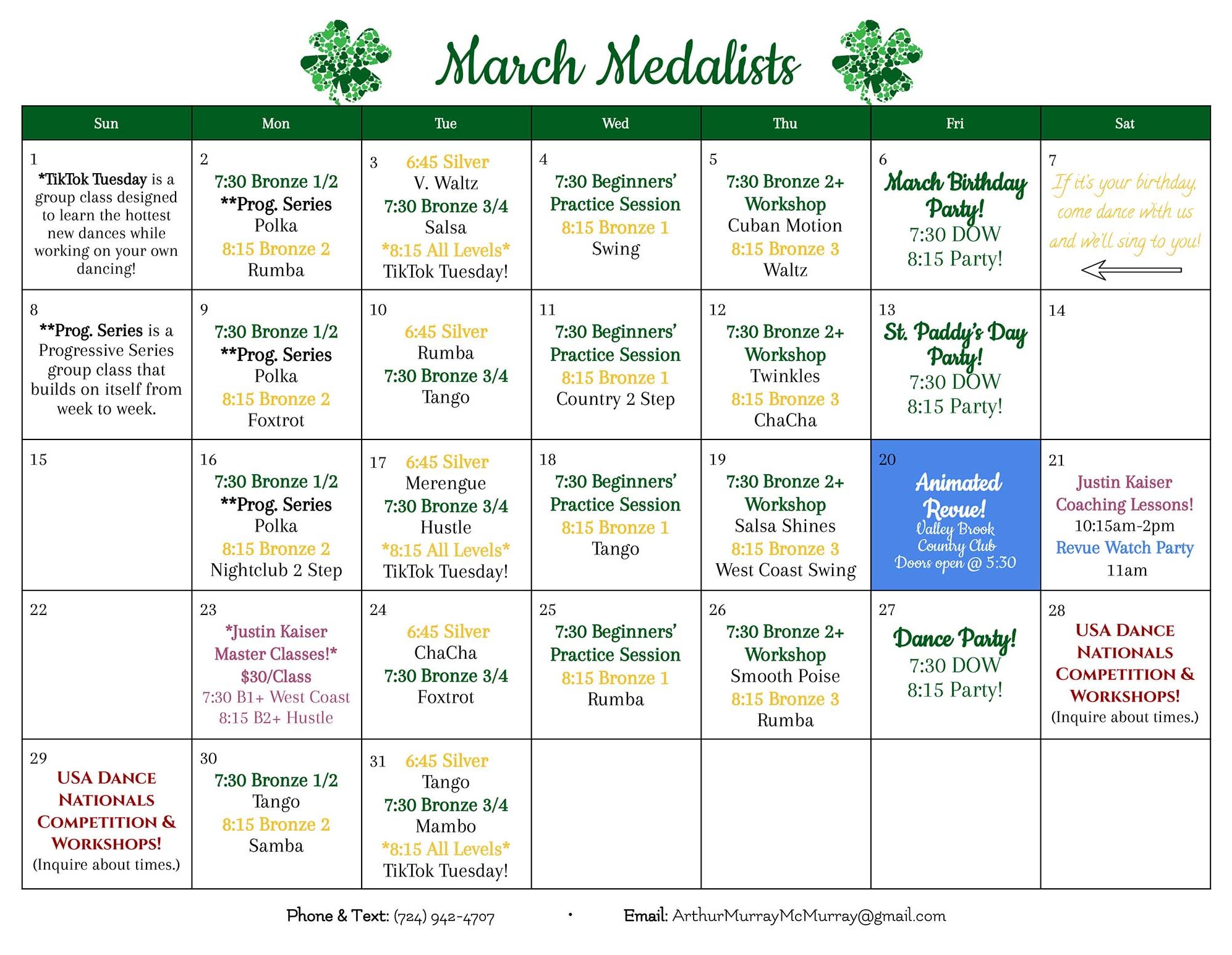 2026 March Medalist Calendars