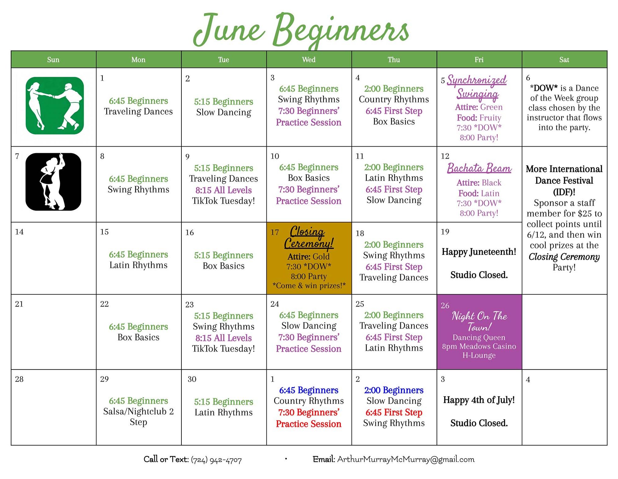 2026 June Beginners Calendar